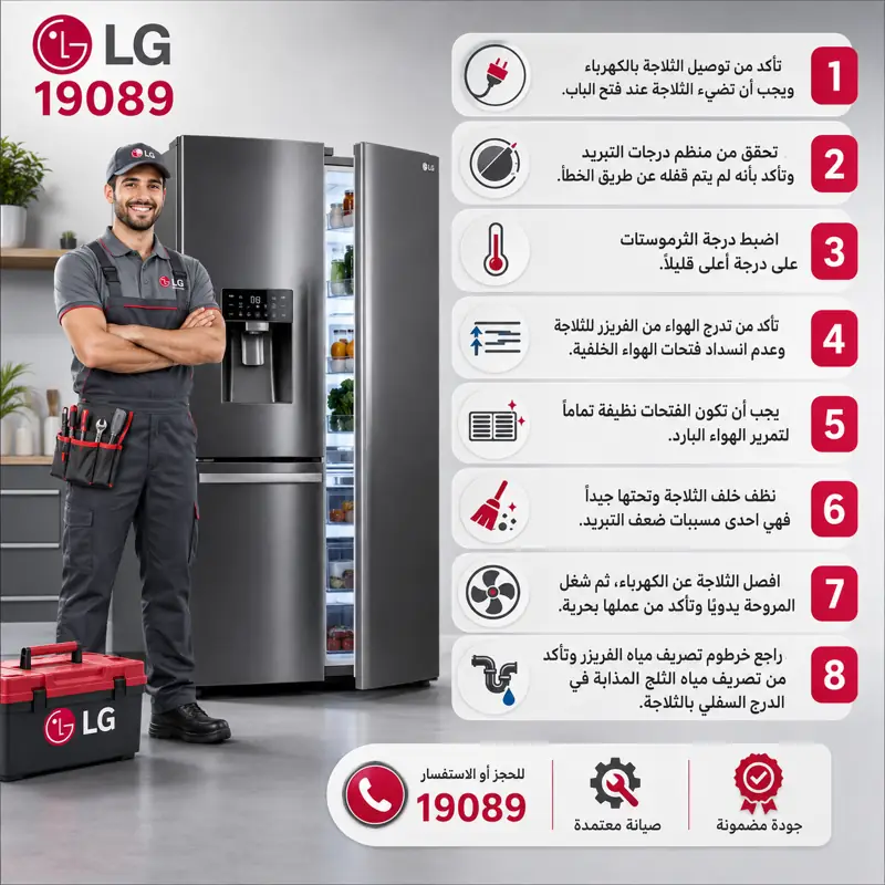 خطوات فحص أعطال ثلاجات إل جي